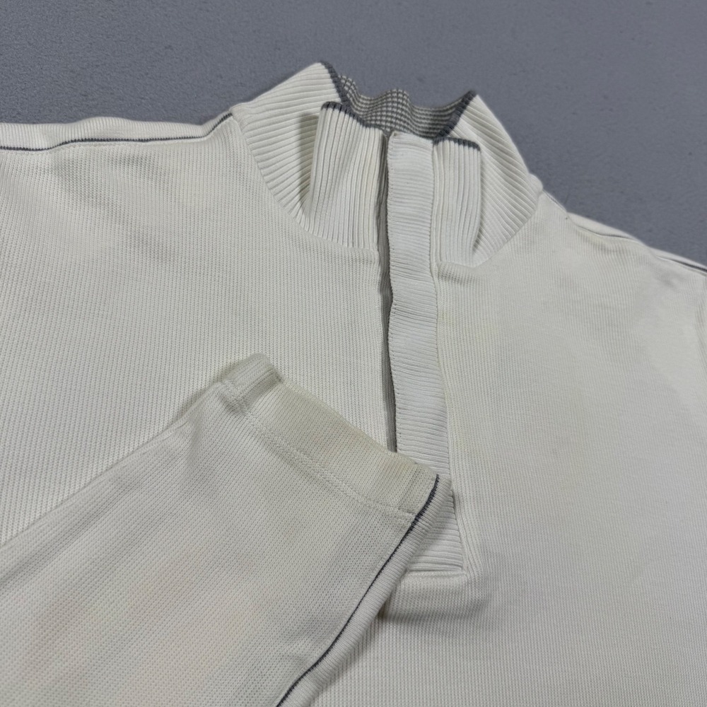 Hugo Boss Mens Regular Fit Quarter Zip Pullover White Cotton Knit Sweater